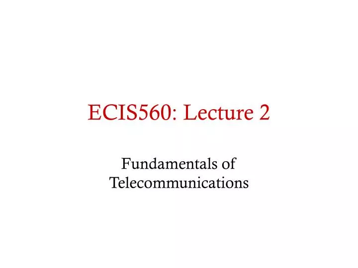 ecis560 lecture 2