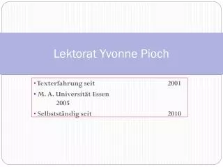 lektorat yvonne pioch