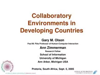 Collaboratory Environments in Developing Countries