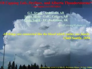 Of Capping Lids , Drylines , and Alberta Thunderstorms* * and Support to UNSTABLE