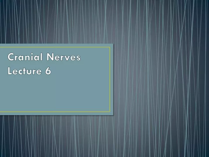 cranial nerves lecture 6