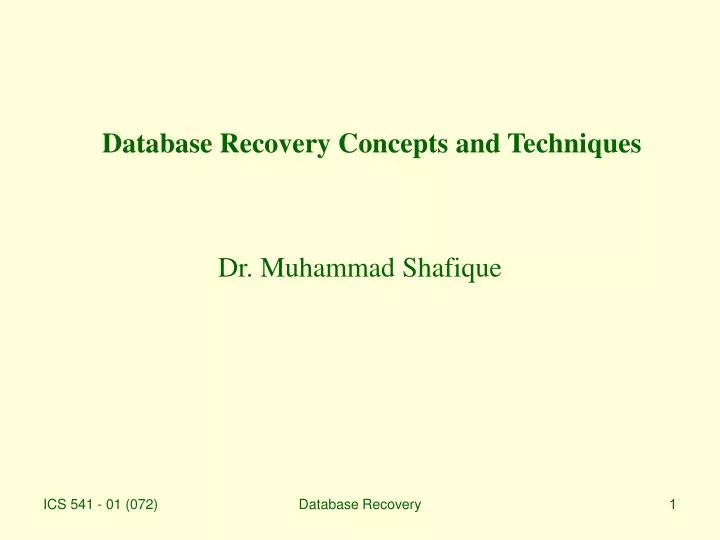database recovery concepts and techniques