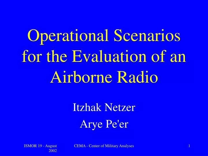 operational scenarios for the evaluation of an airborne radio