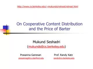 On Cooperative Content Distribution and the Price of Barter