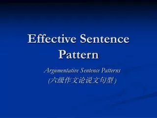 Effective Sentence Pattern