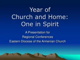 Year of Church and Home: One in Spirit