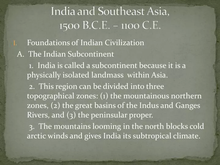 india and southeast asia 1500 b c e 1100 c e