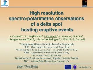 High resolution spectro-polarimetric observations of a delta spot hosting eruptive events