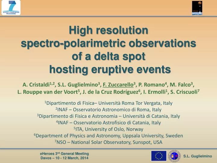 high resolution spectro polarimetric observations of a delta spot hosting eruptive events
