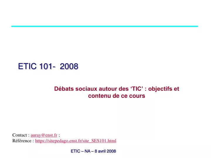etic 101 2008