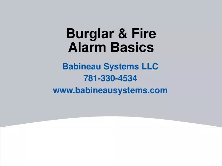burglar fire alarm basics