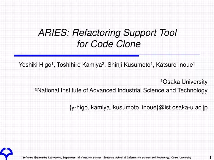 aries refactoring support tool for code clone
