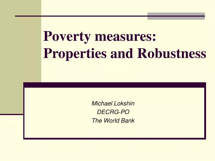 poverty measures properties and robustness