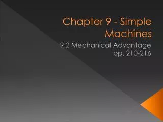 Chapter 9 - Simple Machines