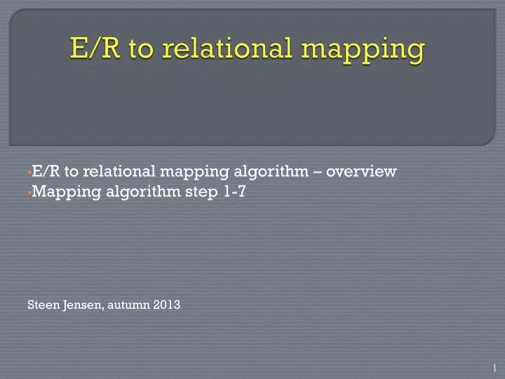 e r to relational mapping