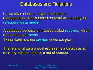 Databases and Relations