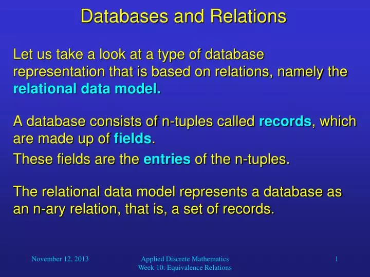 databases and relations