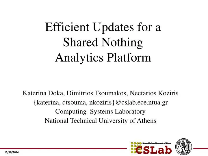 efficient updates for a shared nothing analytics platform