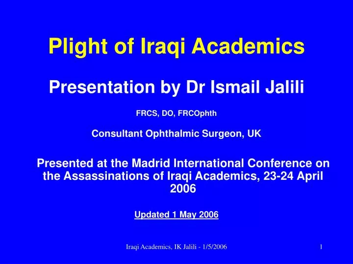 plight of iraqi academics