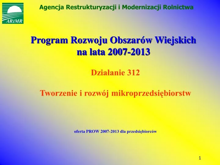 program rozwoju obszar w wiejskich na lata 2007 2013