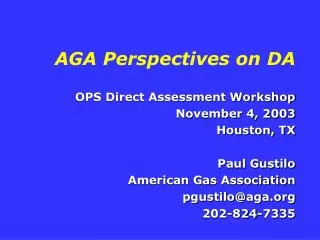 AGA Perspectives on DA