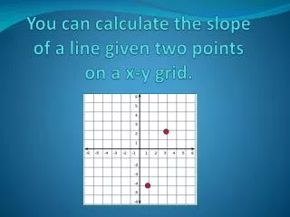 You can calculate the slope of a line given two points on a x-y grid.