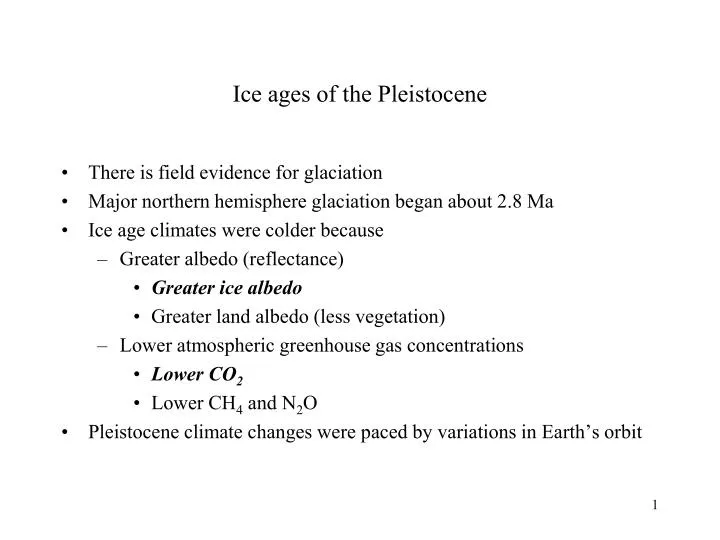 ice ages of the pleistocene