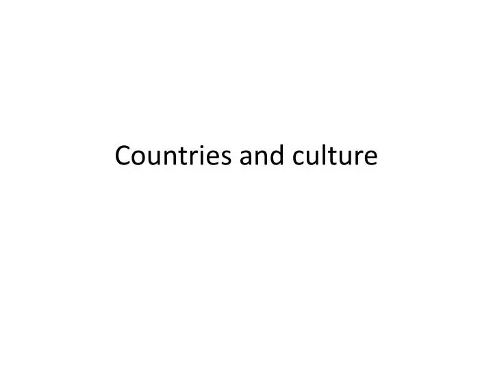 countries and culture