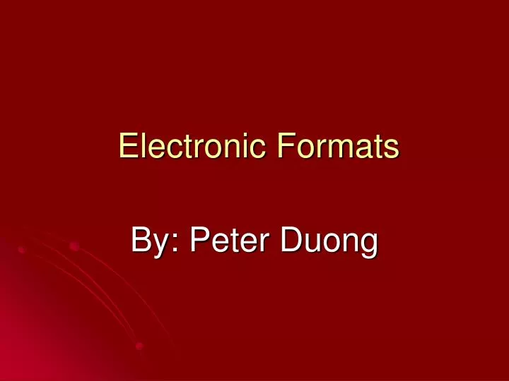 electronic formats