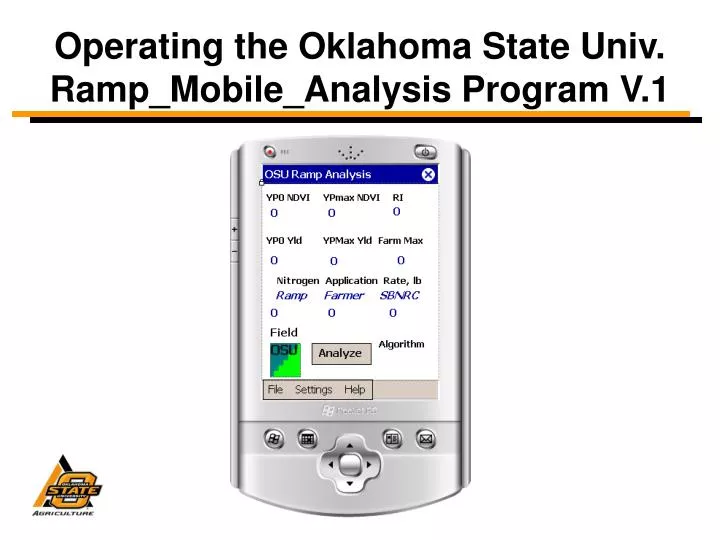operating the oklahoma state univ ramp mobile analysis program v 1