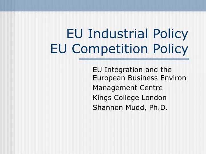 eu industrial policy eu competition policy