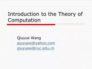 Introduction to the Theory of Computation