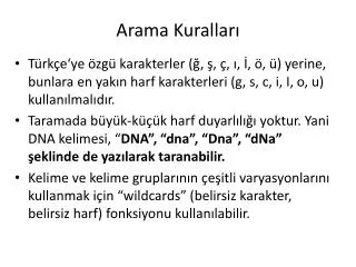 arama kurallar