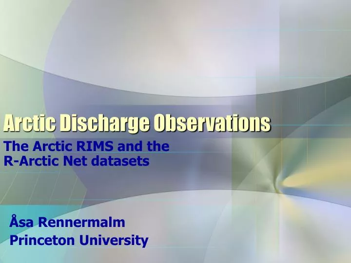 arctic discharge observations
