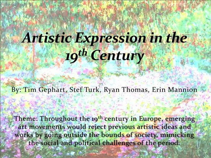 artistic expression in the 19 th century
