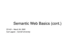 Semantic Web Basics (cont.)