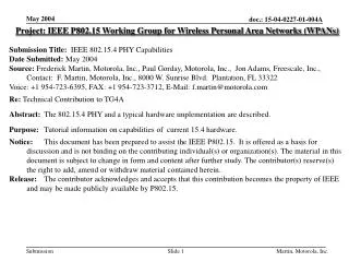 Project: IEEE P802.15 Working Group for Wireless Personal Area Networks (WPANs)