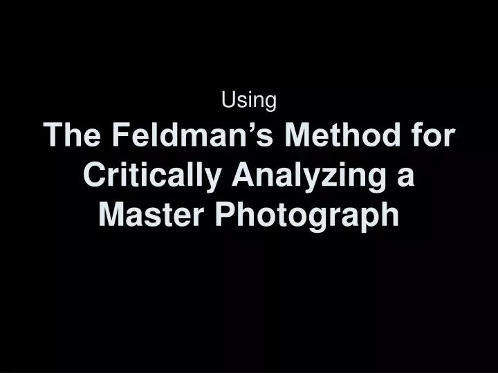 using the feldman s method for critically analyzing a master photograph