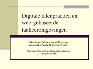 digitale talenpractica en web gebaseerde taalleeromgevingen