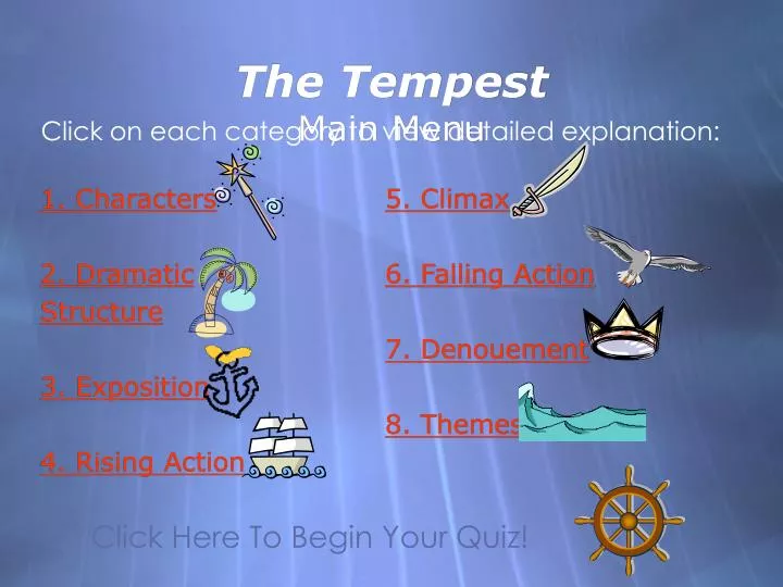 the tempest main menu