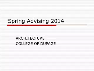 Spring Advising 2014