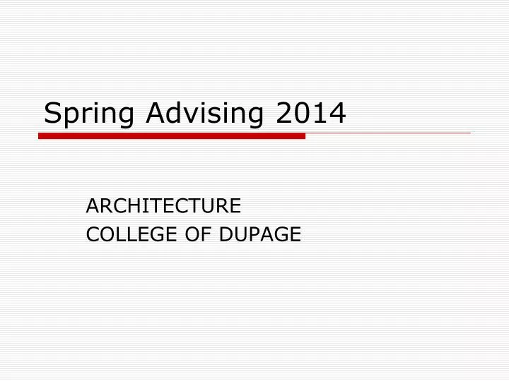 spring advising 2014
