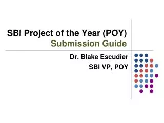 SBI Project of the Year (POY) Submission Guide