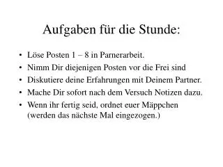 aufgaben f r die stunde