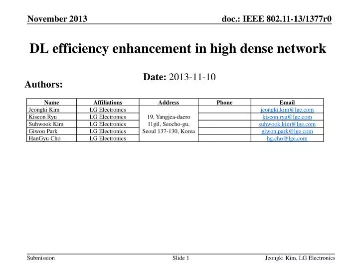 dl efficiency enhancement in high dense network