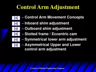Control Arm Adjustment