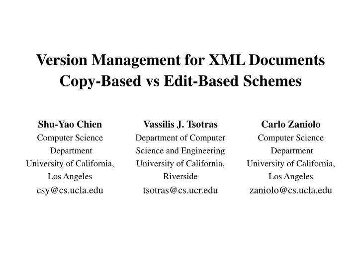 version management for xml documents copy based vs edit based schemes