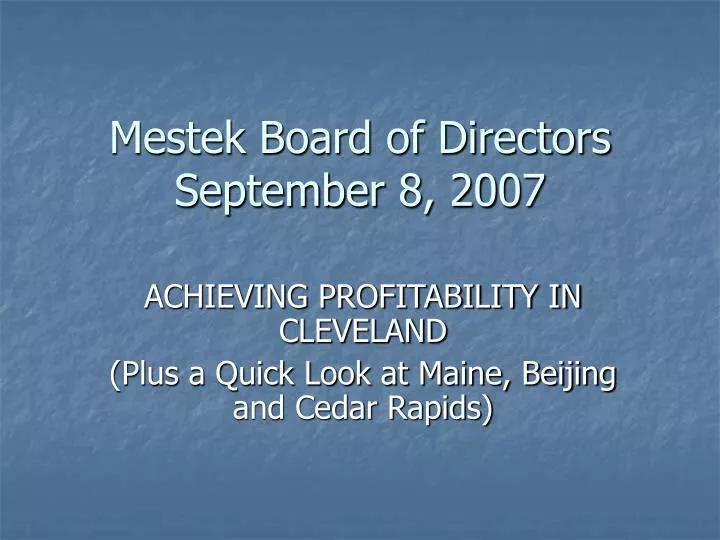 mestek board of directors september 8 2007
