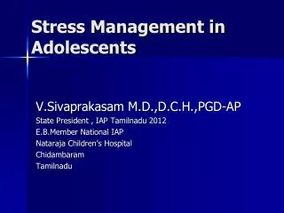 Stress Management in Adolescents