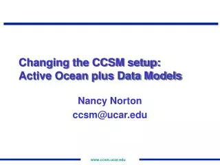 Changing the CCSM setup: Active Ocean plus Data Models